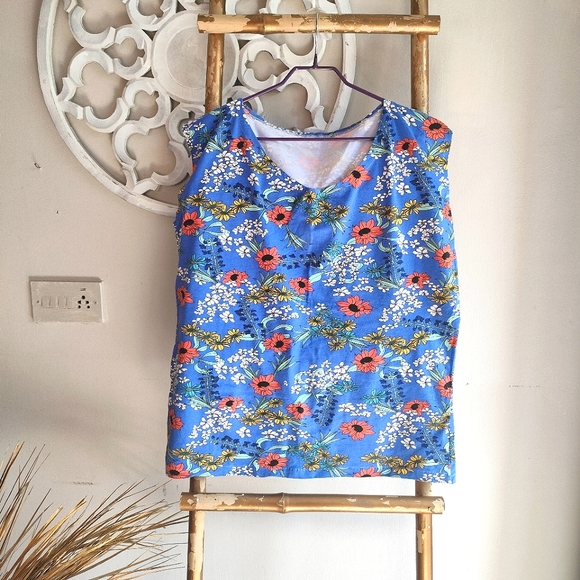 💚 Blue Floral Jersey Top - Picture 5 of 14